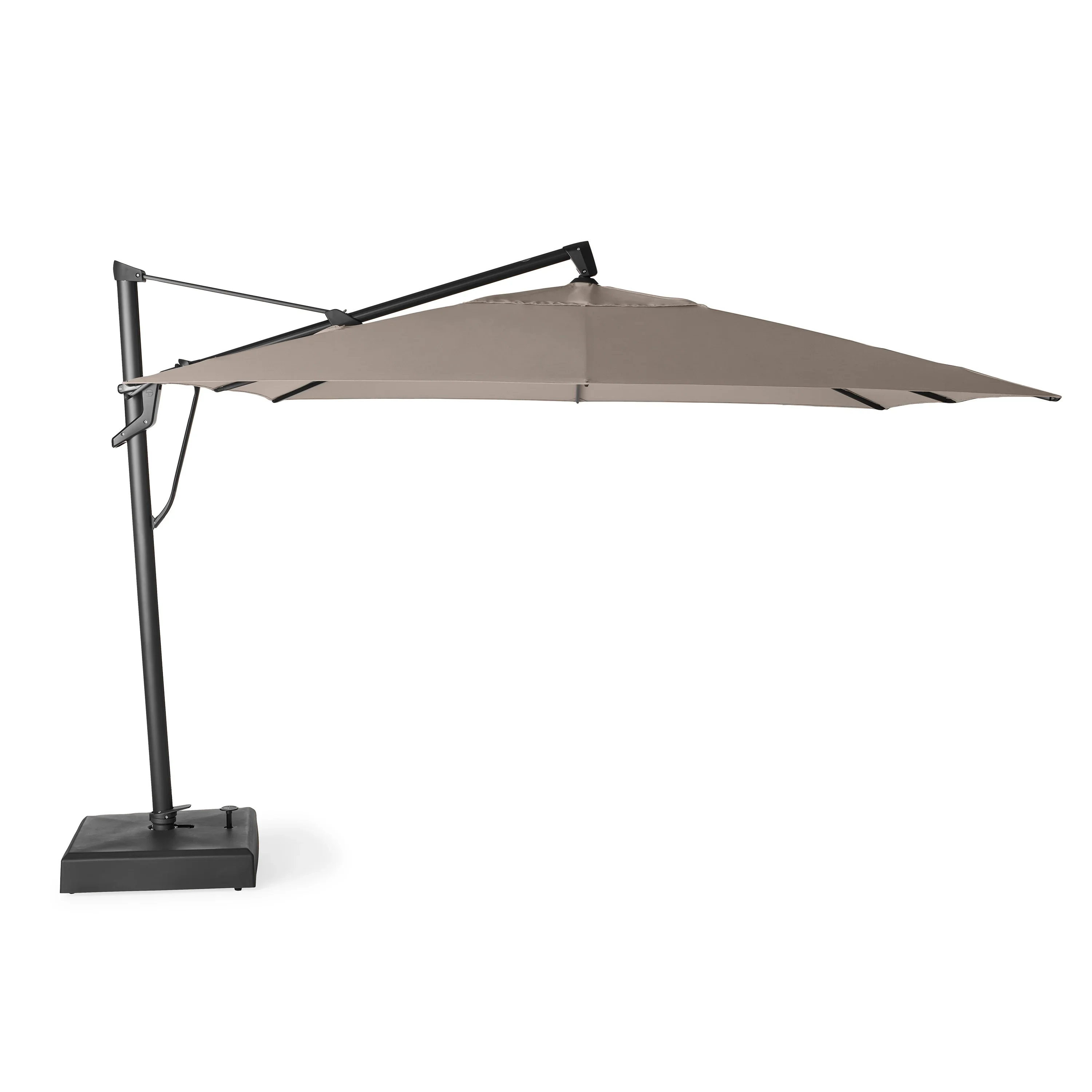 AKZ PLUS 11.5′ Square Cantilever Umbrella – Black Frame & Taupe Canopy
