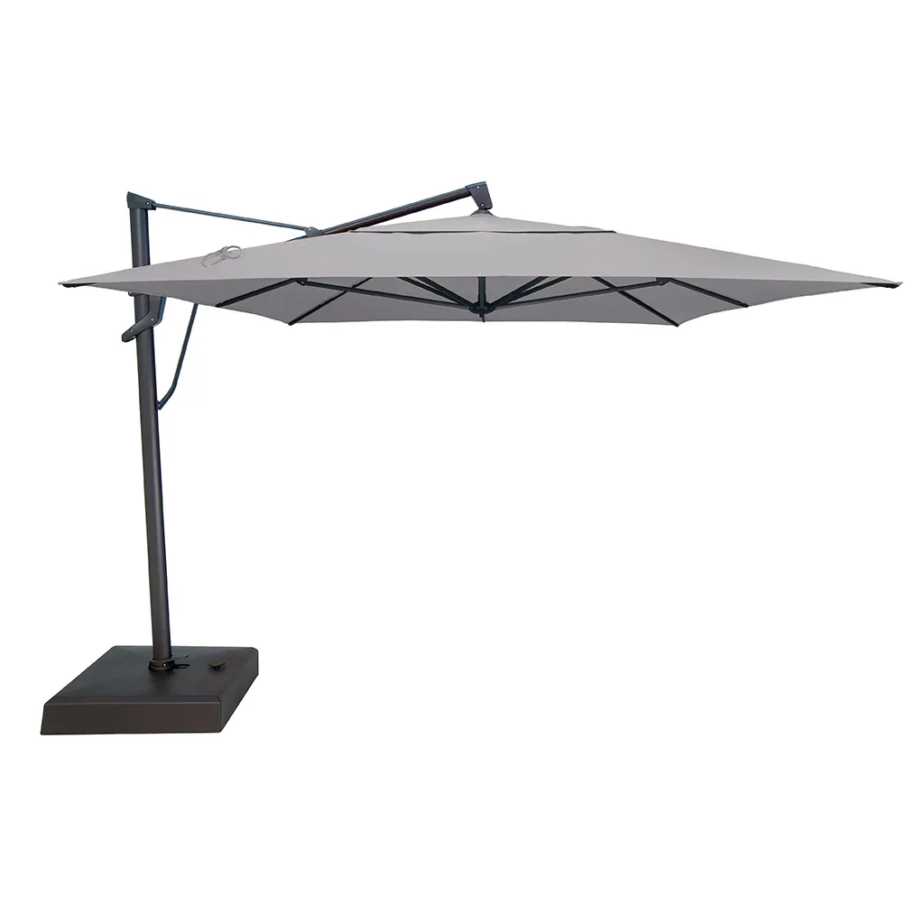AKZ PLUS 10×13′ Cantilever Umbrella – Black Frame & Cast Silver Canopy