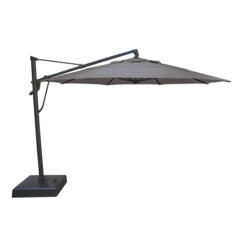 AKZ PLUS 13′ Cantilever Umbrella – Black Frame & Charcoal Canopy