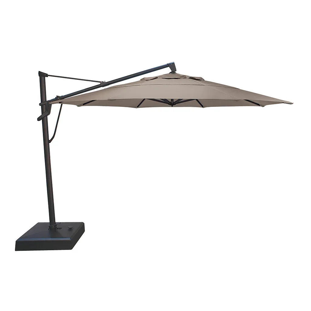 AKZ PLUS 13′ Cantilever Umbrella – Black Frame & Taupe Canopy