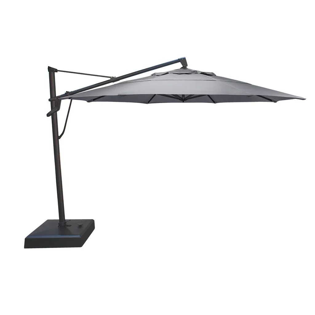 AKZ PLUS 13′ Cantilever Umbrella – Black Frame & Granite Canopy