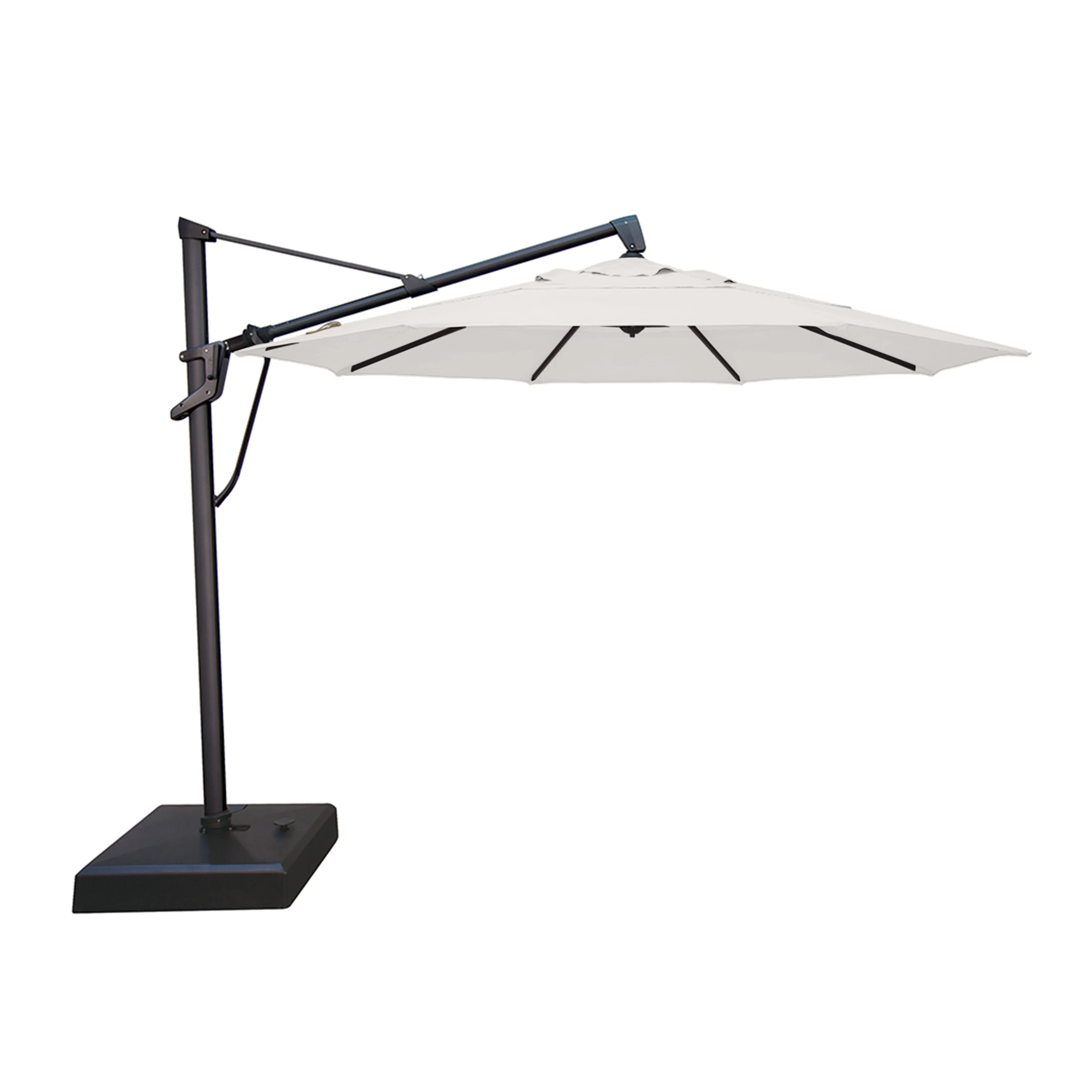 AKZ PLUS 11′ Cantilever Umbrella – Black Frame & Natural Canopy