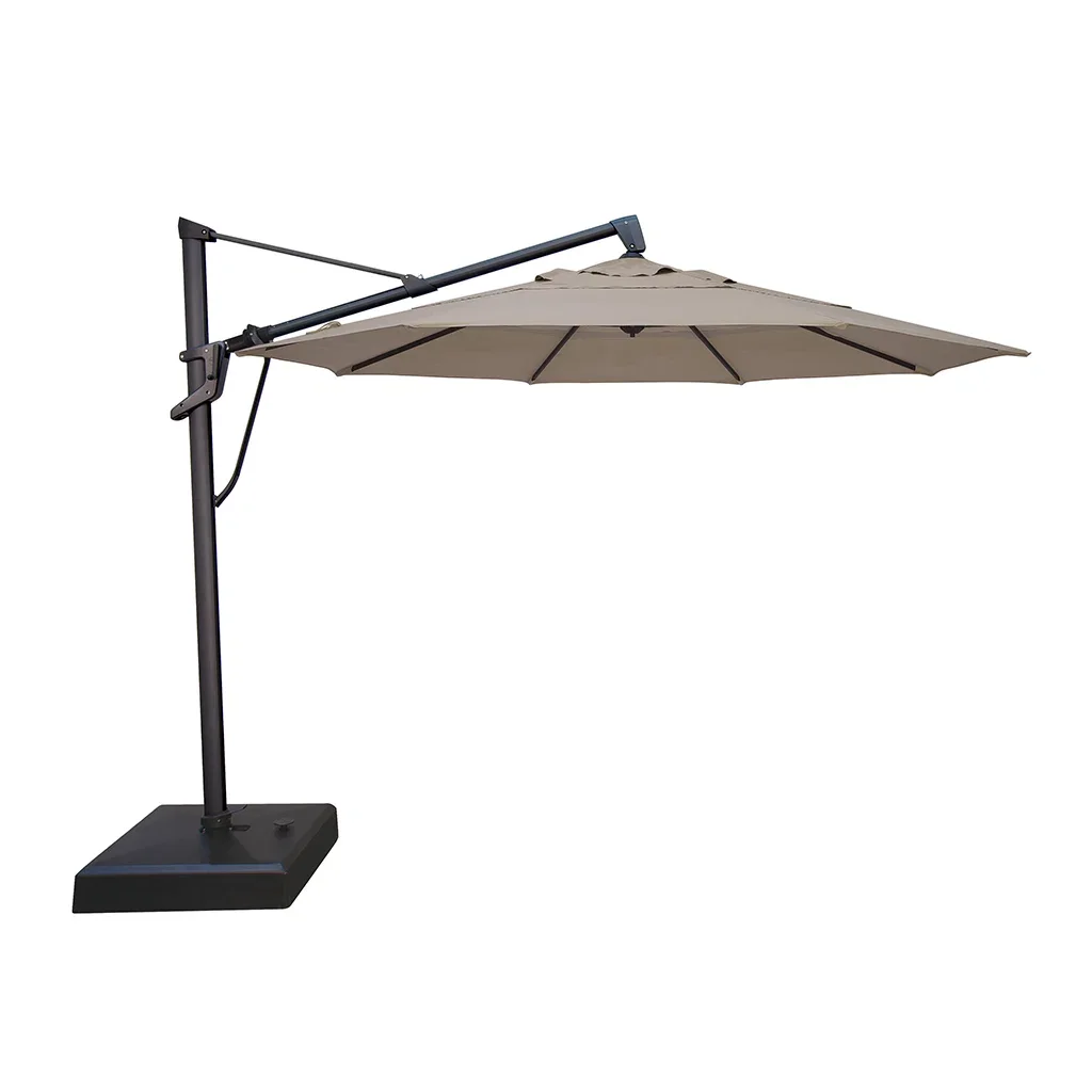 AKZ PLUS 11′ Cantilever Umbrella – Black Frame & Taupe Canopy
