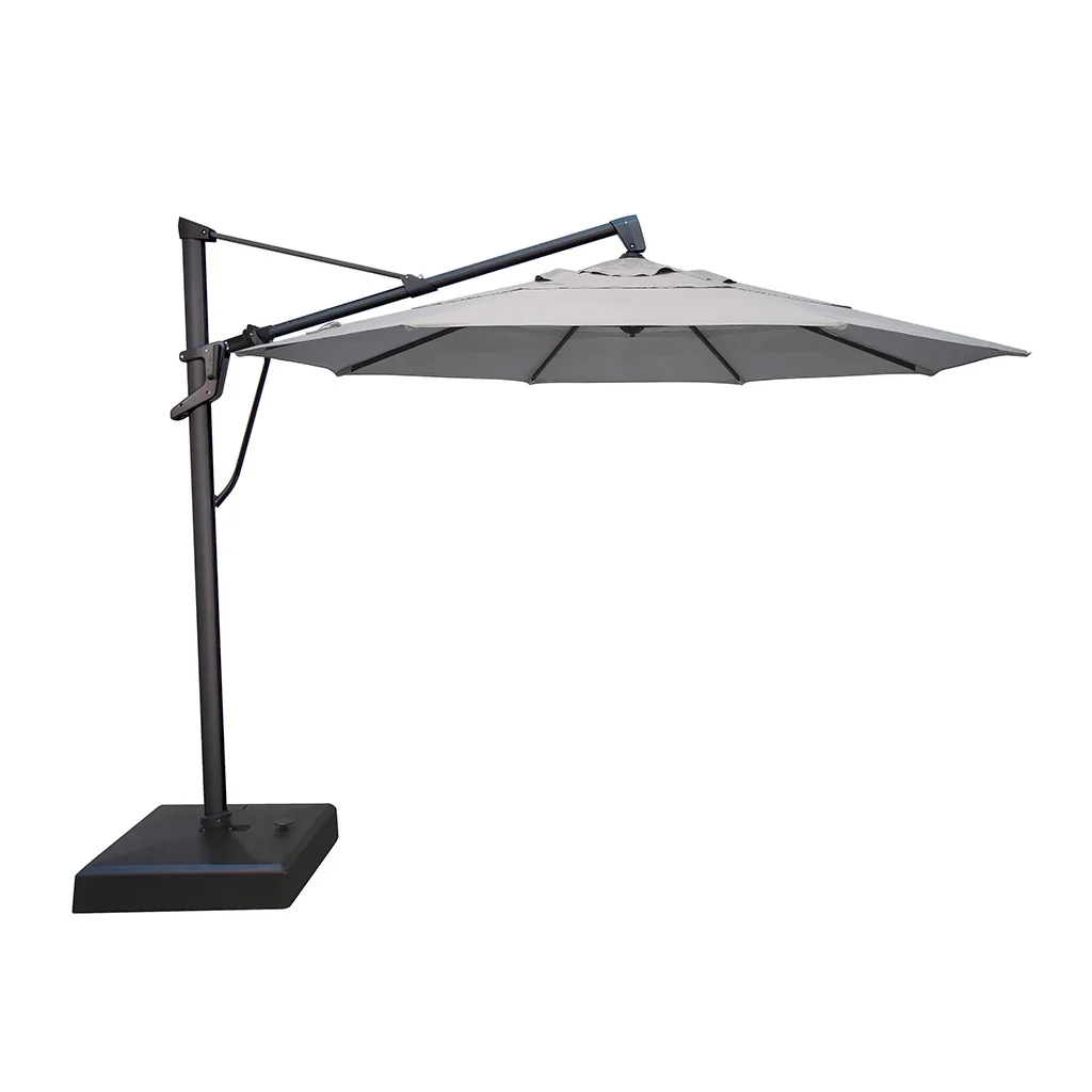 AKZ PLUS 11′ Cantilever Umbrella – Black Frame & Cast Silver Canopy