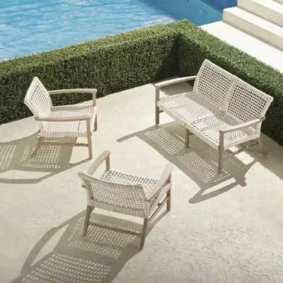 Isola 3-Pc. Loveseat Set In Weathered Teak & Washed White Wicker