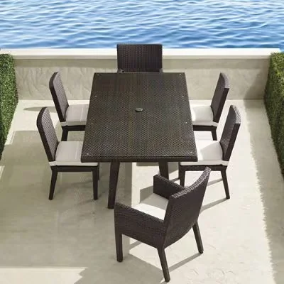 Palermo 7-Pc. Rectangular Dining Set In Bronze Wicker