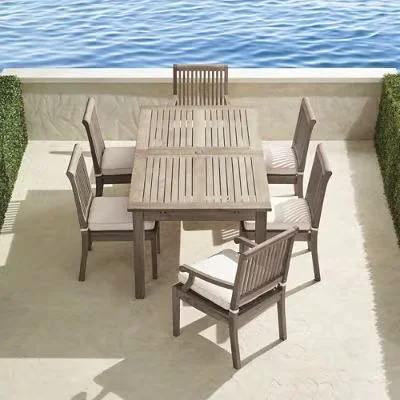 Cassara 7-Pc. Rectangular Dining Set In Weathered Teak