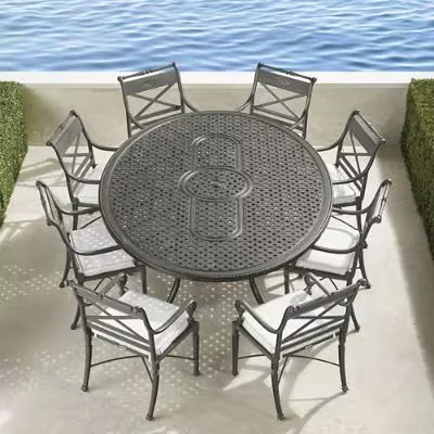 Carlisle 9-Pc. Oval Dining Set In Slate Aluminum