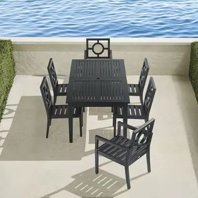 Winhill 7-Pc. Dining Set In Jet Black Aluminum