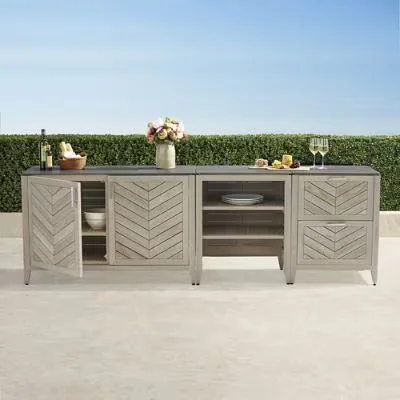 Westport 3-Pc. Outdoor Kitchen Set In Weathered Teak