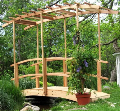 Garden Bridge With Tall Canopy – Cedar – Currently Unavailable