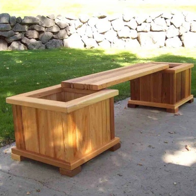 4′ Villa Cedar Planter & Bench Set